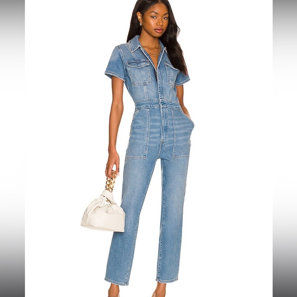 NWT Good American Fit For Success Blue Denim Jumpsuit Medium